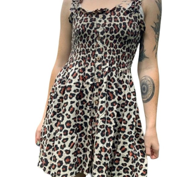 South Moon Under Dresses & Skirts - NWT! South Moon Under Short Dress Sz. M Brown Black Animal Print Sundress Wild
